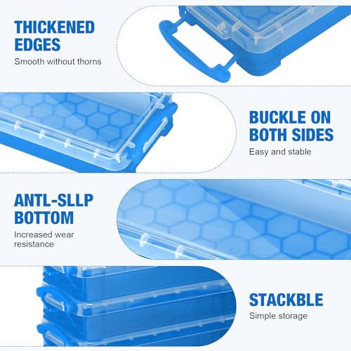 Gueevin 24 Pcs Large Capacity Plastic Pencil Box Clear Plastic Pencil Case Crayon Box with Snap Tight Lid Watercolor Pen Storage Brush Organizer Drawing Tools Container (Cute Blue) - color: Cute Blue