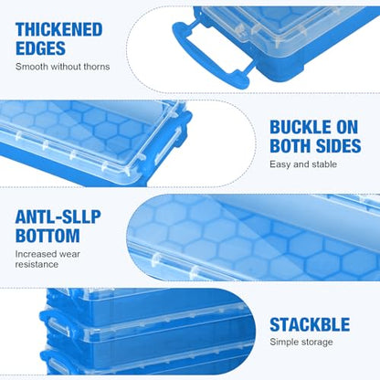 Gueevin 24 Pcs Large Capacity Plastic Pencil Box Clear Plastic Pencil Case Crayon Box with Snap Tight Lid Watercolor Pen Storage Brush Organizer Drawing Tools Container (Cute Blue) - color: Cute Blue