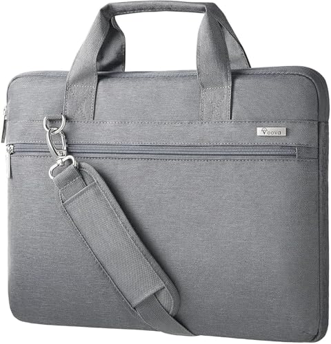 Voova Laptop Bag 13-14 Inch, 360° Protective Laptop Case Sleeve with Shoulder Strap Compatible with Macbook Air 13, MacBook Pro 13/14, Waterproof Computer Bag Slim Briefcase for Men Women, Grey - color: Grey, size: 13-13.5 inch