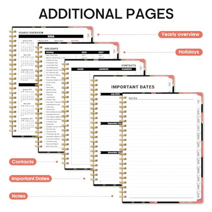Planner 2026-2027, Academic Year Weekly and Monthly Calender Planner, from Jul 2026 - Jun 2027, Spiral Bound School Planning Book, Perfect for Teacher, Student, Women & Men, A5 (6.3" x 8.5"), Midnight Poppies - color: Y-Midnight Poppies, size: (6.3"x8.5")