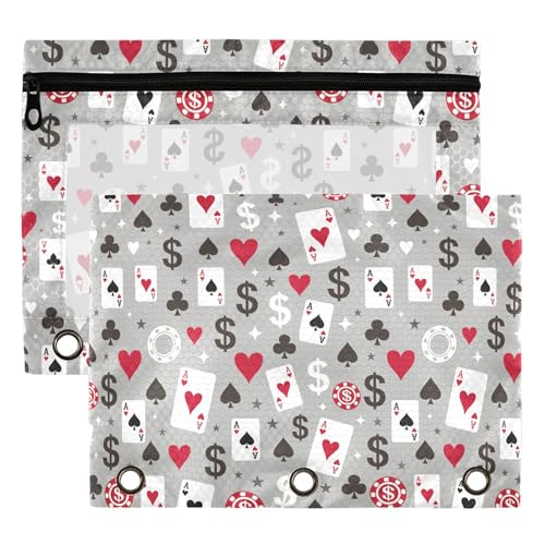 Play Chess White Black Binder Pouches 3 Ring for Boys Girls School Office College Supplies Chessboard Queen Knight Pencil Pouches Case Bag with Clear Window and Zipper 2 Pack - color: Chess
