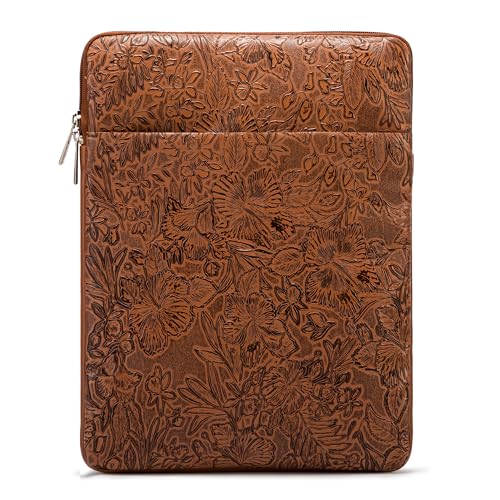Kinmac 360° Protective Vertical Laptop Sleeve Case Cover Bag (Coffee Flower PU, 13.5 inch-14 inch) - color: Coffee Flower PU, size: 13.5 inch-14 inch