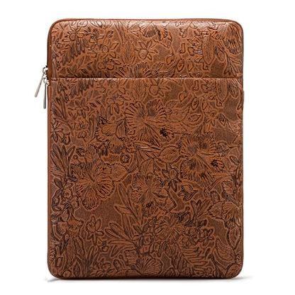 Kinmac 360° Protective Vertical Laptop Sleeve Case Cover Bag (Coffee Flower PU, 13.5 inch-14 inch) - color: Coffee Flower PU, size: 13.5 inch-14 inch