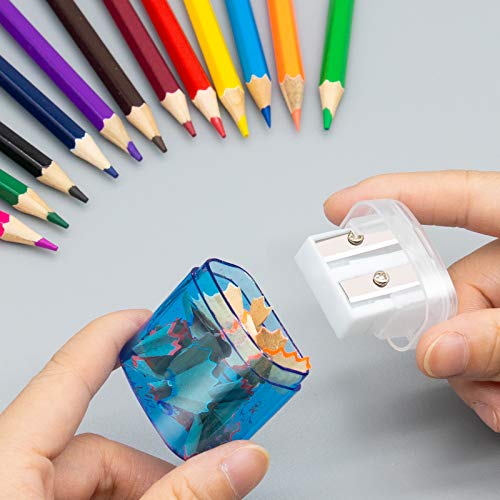 KIDMEN 12 PCS 2 Holes Small Manual Pencil Sharpener with Lid,for Kids,School - style: Small Pencil Sharpener