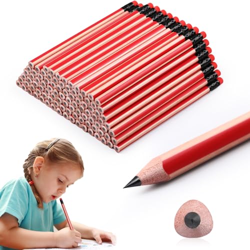 Seajan 96 Pcs 2b Jumbo Pencils, Big, Fat, Thick, Triangular Grip 7 Inch Large Pencils Refill with Eraser for Beginners Office Christmas Gifts(Red) - color: Red, style: 2B