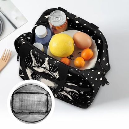 Lunch Box for Girls 10-12 Moon and Sun Preschool Lunch Box Kids 4-6 Kindergarten Meal Bag 6-8 Toddler Elementary School Children Lightweight Adjustable Shoulder Strap Leak Resistant - color: Moon and Sun