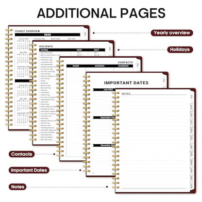 Planner 2026-2027, 8.5" x 11" Weekly and Monthly Academic Year Planner Calendar, July 2026 - June 2027, Hardcover Large School Planning Agenda With Tabs, Perfect for School & Office Supplies, A4, Burgundy - color: I-Burgundy, size: A4(8.5"x11")