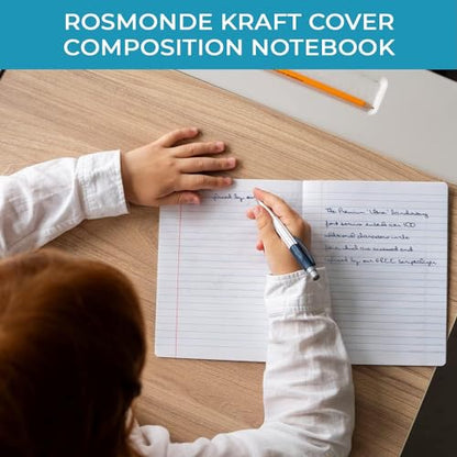 Rosmonde 50 Pack A5 Kraft Notebook, 120 Pages(60 Sheets) Thick Notebook, Long Lasting, Wide Ruled, 8 x 5.7, Bulk Composition Notebook, Bulk Kraft Travel Journals, Notebook for School - size: 50 Pack | Bulk Value, style: Wide Ruled - Kraft Cover