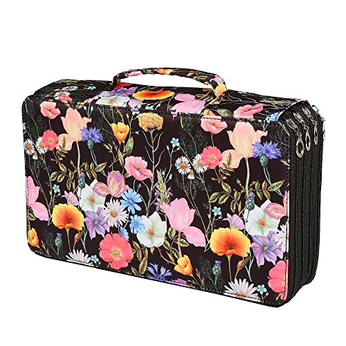Portable Colored case Organizer Slot holds 300 pcs Pencils with Printing Pattern for Watercolor Pencils, Colored Pencils - color: Black, size: 300