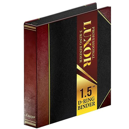 Performore Professional Luxor 3 Ring Binder 1.5 Inch Locking Slant Angle D-Rings, Maroon Turned Edge Flat, Durable Heavy Duty Presentation Folder Binder for Documents Paper Files Projects - style: 1.5 inch - 1 pack
