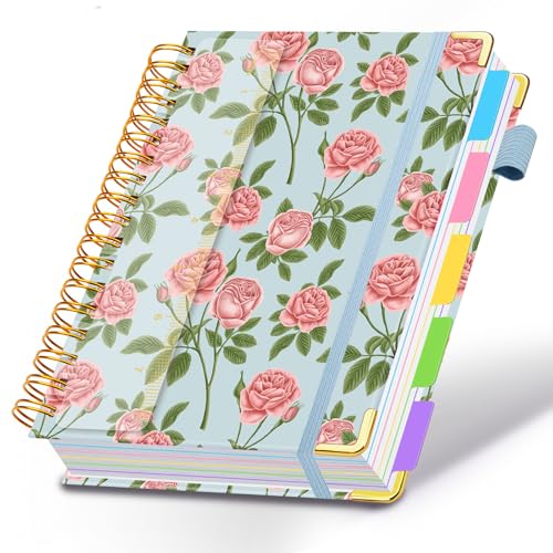 Spiral Journal Notebooks for Work, 300 Pages 5 Subject Notebook College Ruled with Dividers & Tabs, A5 Notebook Journal for Women Students Note-Taking and Organizer (Blushing Rose) - color: Blushing Rose, size: 6.2''x 8.2''