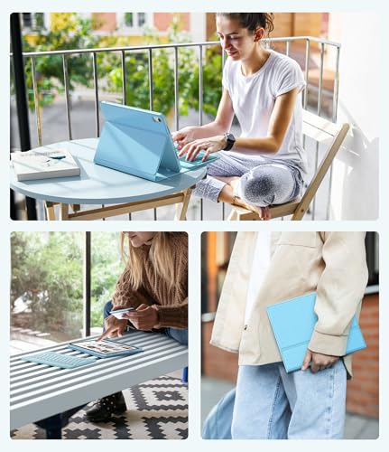 CHESONA Compatible for iPad 11th(A16)/10th Generation Case with Keyboard | Detachable Wireless Keyboard, Stand Folio Keyboard Cover with Pencil Holder, Thin & Light, Black - color: Light Blue