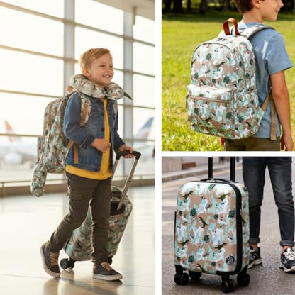 16’’ Kid’s Luggage Set with Spinner Wheels, Hardside with Suitcases,6 Piece | Carry on Luggage, Travel Rolling Luggage Airline Approved Suitcase Set with Spinner Wheels Girls Boys - color: Dinosaur-1