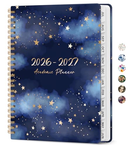 Planner 2026-2027, Academic Year Monthly and Weekly Calendar Planner, Jul 2026 - Jun 2027, Hardcover Teacher Student Planning Agenda book with Tabs, Perfect for School Office Supplies, 6.3" x 8.5" - Starry Night - color: D-Starry Night, size: (6.3"x8.5")a
