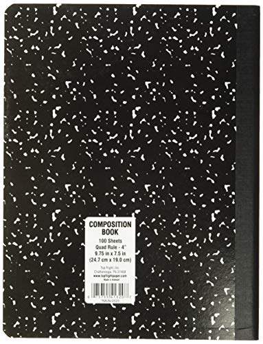 Top Flight Sewn Marble Composition Book, Black/White, Quad Rule, 4 Squares per Inch, 9.75 x 7.5 Inches, 100 Sheets (41320) (Pack of 4) - size: 100 Count (Pack of 4)