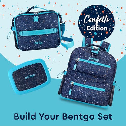 Bentgo Kids Lunch Bag - Double-Insulated, Reusable Lunch Bag for Kids 3+ with Adjustable Strap; Holds Lunch Box/Water Bottle/Snacks; Easy-Clean, Water-Resistant & Pockets (Confetti - Abyss Blue) - color: Confetti Edition - Abyss Blue