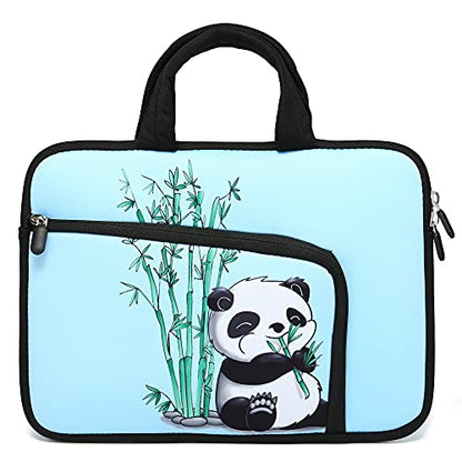 11.6" 12.2 inches Laptop Sleeve Chromebook Case Ultrabook Case Notebook PC Messenger Bag Tablet Neoprene Handle Sleeve for Adult Men Women, Two Pockets (Panda & Bamboo) - color: Panda & Bamboo