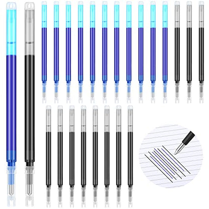 Zonon 24 Pcs 0.7mm Erasable Gel Ink Pen Refills Compatible with Frixion Friction Gel Ink Refills Medium Fine Point Erasable Pens Lead for Writing Planner and Crossword Puzzles(Black, Blue) - color: Black, Blue