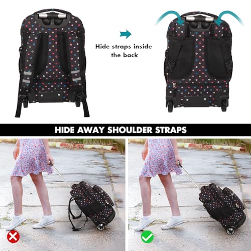 Tilami Rolling Backpack for Kids 18 inch Boys and Girls Laptop Backpack,Colors - color: Colors