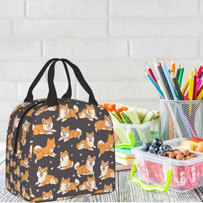 Shiba Inu Brown Lunch Box - Insulated Lunch Bags for Kids Boys Girls Reusable Lunch Tote Bags, Perfect for School/Camping/Hiking/Picnic/Beach/Travel - color: Brown