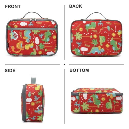 FlowFly Kids Lunch box Insulated Soft Bag Mini Cooler Back to School Thermal Meal Tote Kit for Girls, Boys,Dinosaur&Coconut - color: Dinosaur&Coconut