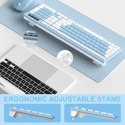 Wireless Keyboard and Mouse Combo, Full-Sized Wireless Keyboard and Adjustable DPI Mouse, 2.4GHz USB Receiver, Keyboard and Mouse for PC, Windows, Desktop, Laptop (Sky Blue-A) - color: Sky Blue-A