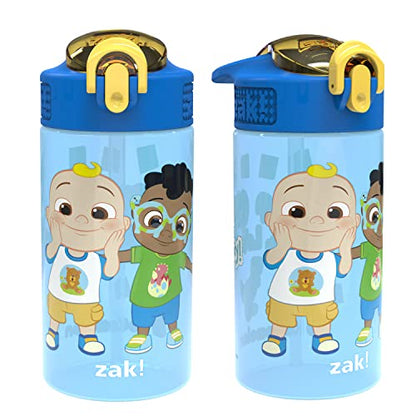 Zak Designs CoComelon Kids Water Bottle with Spout Cover and Built-In Carrying Loop, Durable Plastic, Leak-Proof Water Bottle Design for Travel (16 oz, 2-Pack, Non-BPA) - color: CoComelon 2pk