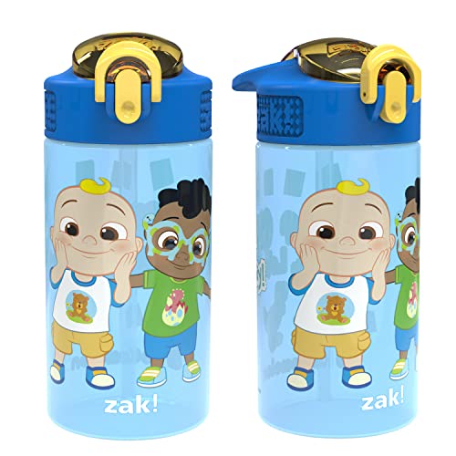 Zak Designs CoComelon Kids Water Bottle with Spout Cover and Built-In Carrying Loop, Durable Plastic, Leak-Proof Water Bottle Design for Travel (16 oz, 2-Pack, Non-BPA) - color: CoComelon 2pk