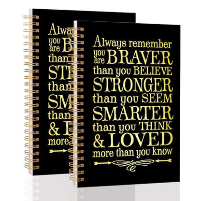 2Pcs Spiral Journal Notebook for Women Men, A5 Motivational Journal with 100 Pages, College Ruled Hardcover Notebook for Office School Home, Inspirational Gifts Encouragement Gifts - color: Black