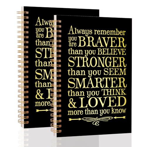 2Pcs Spiral Journal Notebook for Women Men, A5 Motivational Journal with 100 Pages, College Ruled Hardcover Notebook for Office School Home, Inspirational Gifts Encouragement Gifts - color: Black