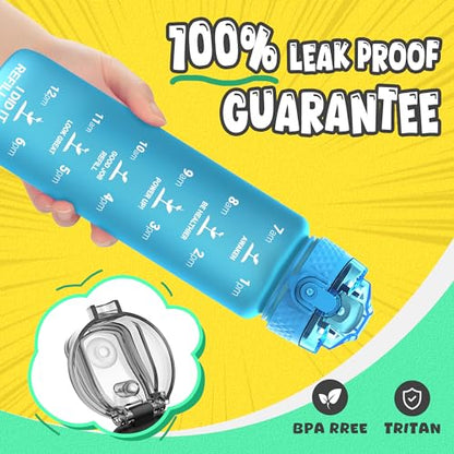 OLDLEY Kids Water Bottle for School, 17 oz (2 lids) BPA-Free Reusable Leak-proof Durable Tritan Plastic Water Bottles with Straw & Chug Lids, Anti-dust Spout Cover (Blue) - color: A-Blue, size: 16.9 Ounces