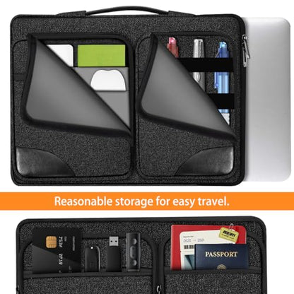 Hseok Laptop Case 15 15.6 16 inch Sleeve with Handle and Hidden Straps,Compatible with MacBook Neo 16",MacBook Pro Air 16" 15", 360°Protective PC Briefcase with 4 Pockets for Accessories,Carbon - color: Carbon