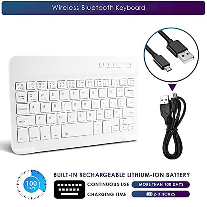 DETUOSI Universal 7-8 inch Wireless Keyboard, Multi-Device Travel Portable Ultrathin (6mm) Lightweight Wireless Keyboard for iOS/Android/Windows Tablet, Computer and Phone #White - color: White