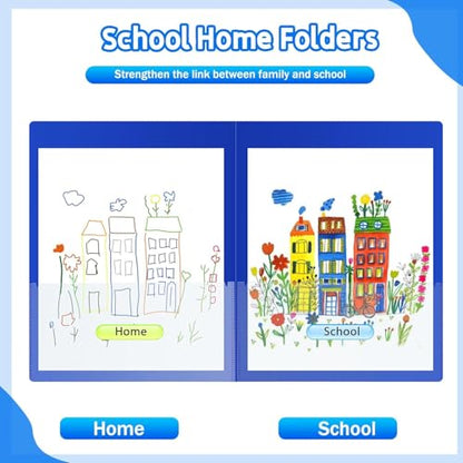 50 Pcs Parent Teacher Classroom Communication Folder with Clear Front Pockets, 2 Pockets Homework Folders Take Home Plastic Folders for Kid Student Home and Classroom (Blue) - color: Blue