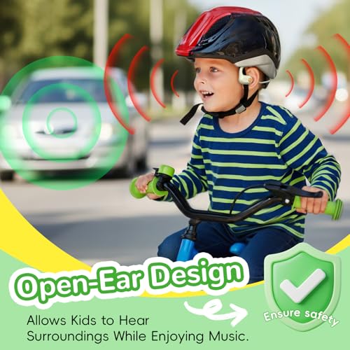 ANCwear Kids Open Ear Headphones for School & Sports, 85dB Safe Volume Bluetooth 5.3, 17g Lightweight Air Conduction, IPX6 Waterproof with Mic, Magnetic Charging, 10H Battery, Ages 5+ Beige - color: Beige