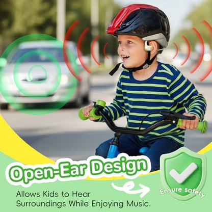 ANCwear Kids Open Ear Headphones for School & Sports, 85dB Safe Volume Bluetooth 5.3, 17g Lightweight Air Conduction, IPX6 Waterproof with Mic, Magnetic Charging, 10H Battery, Ages 5+ Beige - color: Beige