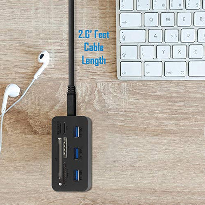 Kingwin USB HUB Adapter w/ Memory Card Reader Writer & USB 3.0 HUB Combo - Supports High Speed SD MS Micro M2 CF Card Reader For Macbook, Laptop, Desktop - Includes USB Cable 5 Gbps Speed, Black - style: USB 3.0