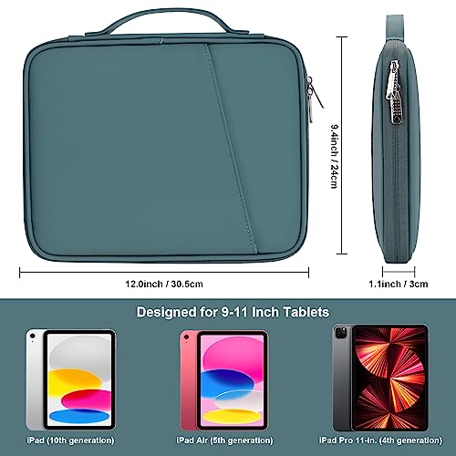 9-11 Inch Tablet Carrying Case, Padded Protective Travel Sleeve Bag for iPad Pro 11 (2022-2018), iPad 10.9 (10th Gen), iPad Air (5/4th Gen), Galaxy Tab A8/A7/S8/S7 (PU-Teal Blue11) - color: Teal Blue, size: 9-11