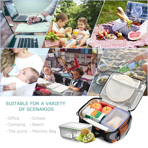 Orange Camouflage Kids Lunch Box Insulated Lunch Bags Cooler Tote Bag with Removable Shoulder Strap for Boy Girl Student 20849247 - color: Orange Camouflage