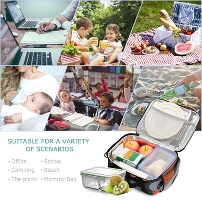 Orange Camouflage Kids Lunch Box Insulated Lunch Bags Cooler Tote Bag with Removable Shoulder Strap for Boy Girl Student 20849247 - color: Orange Camouflage