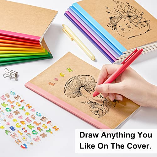 feela 48 Pack Composition Notebooks Bulk, Kraft Cover Lined Blank College Ruled Composition Travel Journals with Rainbow Spines For Women Students Business, 60 Pages, 8.3”x 5.5”, A5, 16 Colors - color: 16 colors X3