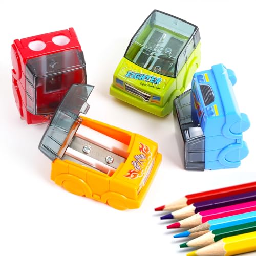 Pencil Sharpeners, 8 Pcs Car Shape Manual Pencil Sharpeners,Dual Hole with Handheld Pencil Sharpener for Kids Students School Class Home Office