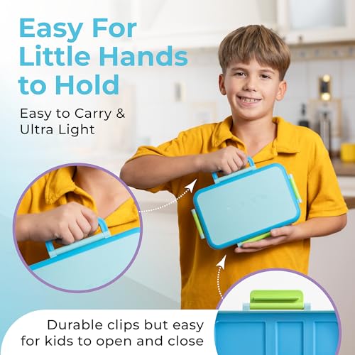 ovve Bento Box for Kids & Cutlery Set – Leakproof Kids Lunch Box, Interchangeable Inserts, BPA-Free, Dishwasher Safe Lunch Containers for School, Preschool, Toddler (Blue) - color: Blue