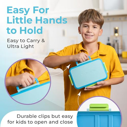 ovve Bento Box for Kids & Cutlery Set – Leakproof Kids Lunch Box, Interchangeable Inserts, BPA-Free, Dishwasher Safe Lunch Containers for School, Preschool, Toddler (Blue) - color: Blue