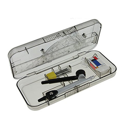 Drawing Compass,7-piece Metal Compass Ruler Set Students Study Geometry Kit Math Drawing Ruler Drafting Tools Math Geometry Tools for Circles with Carrying Case