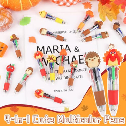 CCINEE 24pcs Thanksgiving Mini Multicolor Pens, Fall Turkey Pumpkins Retractable Writing Pen In One Holiday Ballpoint Pens for Students Teacher Office Coworker Gifts Classroom Prize Goody Bag Stuffers - color: Brown