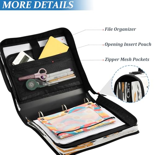 3 Ring Zipper Binder With Shoulder Strap Documents Storage Organizer Animal Dog - color: Dogs Paws