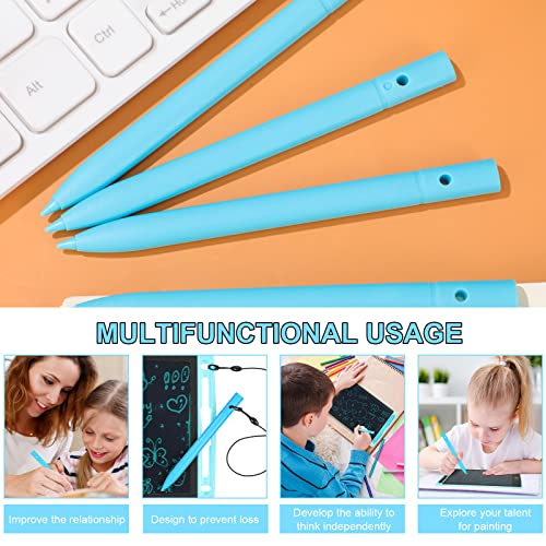 Flutesan 4.5 Inch LCD Writing Tablet Pen Replacement 4 Pcs Kids Stylus Pen for Drawing Tablet Doodle Pad with 4 Hanging Rope(Light Blue) - color: Blue