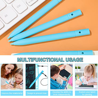 Flutesan 4.5 Inch LCD Writing Tablet Pen Replacement 4 Pcs Kids Stylus Pen for Drawing Tablet Doodle Pad with 4 Hanging Rope(Light Blue) - color: Blue