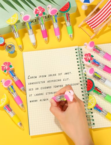 30Pcs Summer Hawaiian Mini Multicolor Ballpoint Pens 4-in-1 | Retractable Pen Bulk for Birthday Party Classroom Student Prizes Teacher Rewards - style: MiniHawaiianBallpointPens30Pcs
